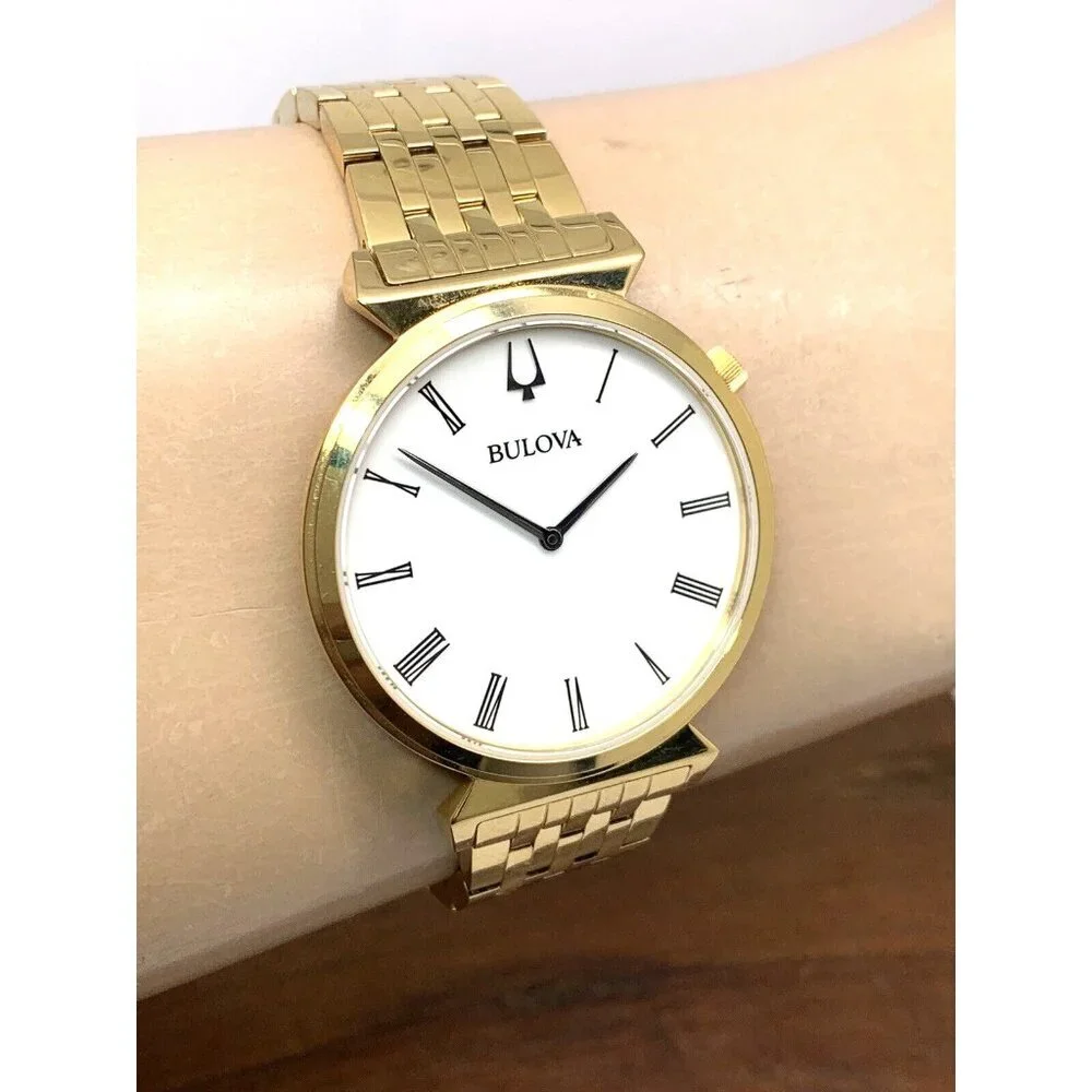 Bulova Men's Watch 97A153 Regatta Quartz White Dial Gold Stainless Steel 38mm